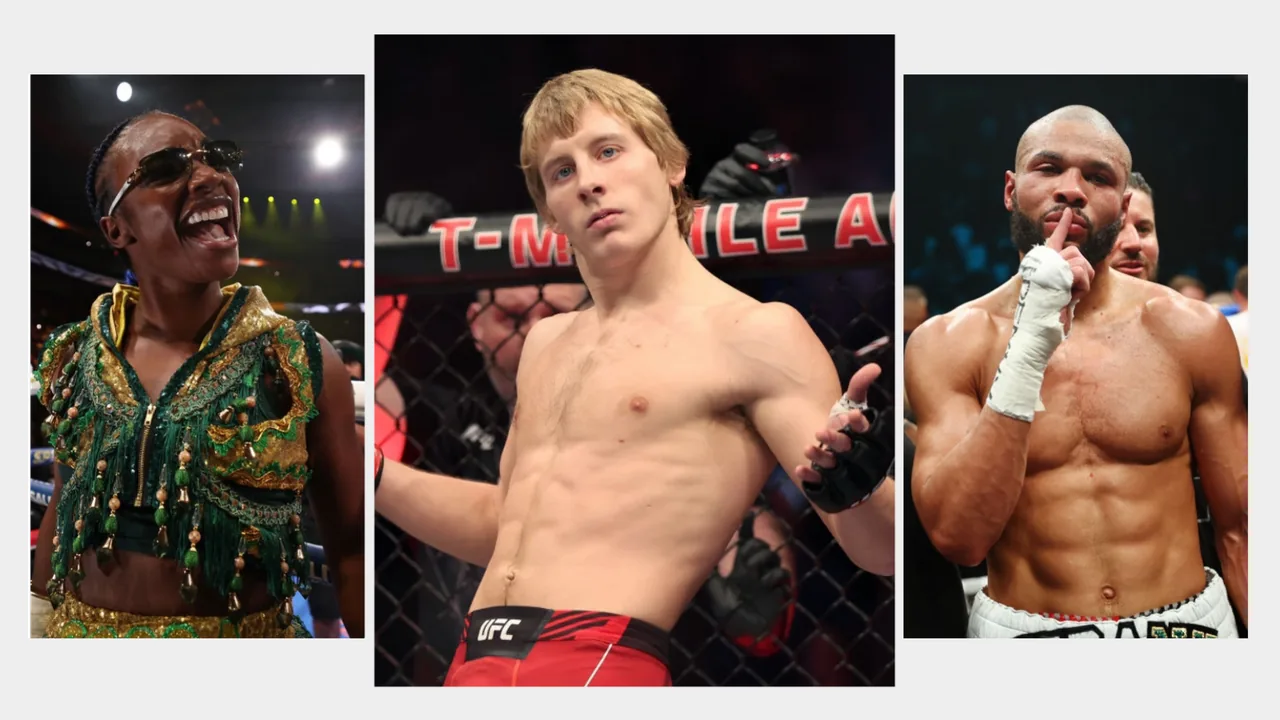 Montaje con Valentina Shevchenko, Paddy Pimblett y Jamahal Hill en el UFC.