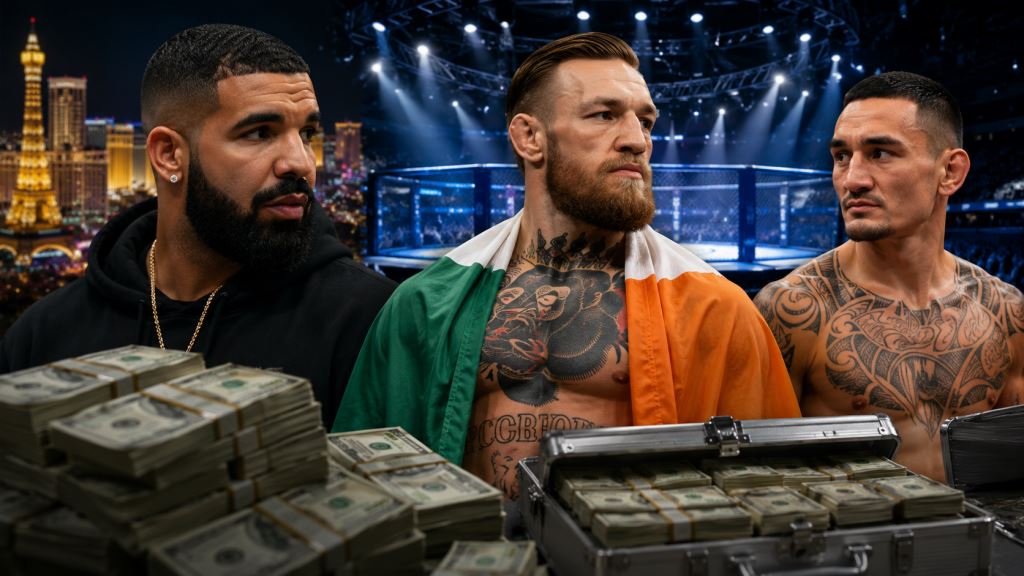 ilustración con IA: La apuesta millonaria de Drake por McGregor en Las Vegas convierte UFC 329 en una historia global de riesgo